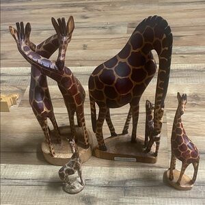Giraffe Family Hand Made Wood Decoration